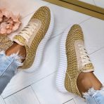 LA STRADA SNEAKER 2220586-4322 BEIGE/GOLD RAFFIA