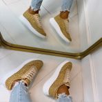 LA STRADA SNEAKER 2220586-4322 BEIGE/GOLD RAFFIA