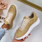 LA STRADA SNEAKER 2220586-4322 BEIGE/GOLD RAFFIA