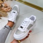 GUESS RHINESTONE TRIANGLE SNEAKER FLFNRSELE12 WHITE