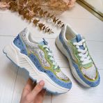 *LAATSTE MAAT 37* LA STRADA SNEAKER LT BLUE/WHITE MULTI