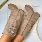 *SALE* ZIP LAARS MET DUBBELE GESP DES8025 KHAKI/SUE