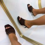 FRINGE SLIPPER MET HAK 826 BROWN