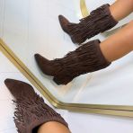 *SALE* INDIAN FRINGE BOOT DES8088 BROWN/SUE