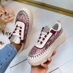 *SALE* LEAVES PRINTY SNEAKER 8-212 WINERED