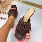 FRINGE SLIPPER MET HAK 826 BROWN