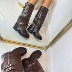 *SALE* ZIP LAARS MET DUBBELE GESP DES8025 **BROWN/PU**