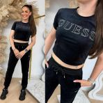 GUESS COUTURE CROP TEE V3BI01K0232 JBLK/ V3BI01KBXI2 BLACK