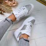 GUESS RHINESTONE TRIANGLE SNEAKER FLFNRSELE12 WHITE