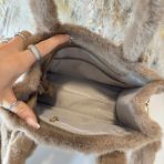 FAKE FUR TOTE BAG H3235 MUD