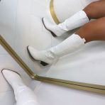 *SALE* SUEDINE COWBOY LAARS T-272 WHITE