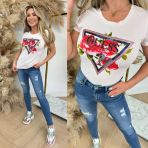 GUESS ROSES TRIANGLE TEE W4YI71 J1314 A60W PINK