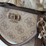 GUESS KARNILLA LOGO SATCHEL BAG OS990106 LATTE LOGO/ BROWN