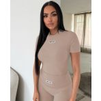 UNIQUE THE LABEL NENA **SHORT** SLEEVE TOP MOCHA