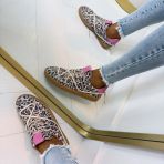 DWRS POONA STUDS LEOPARD SNEAKER B11928-02 SAND/PINK