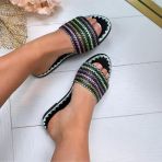 COLOURFUL ZIGZAG SLIPPER D-40 BLACK *WEB ONLY*