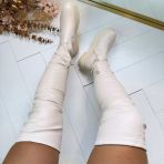 *SALE* OVERKNEE LEATHER LOOK LAARS 1987-H18 BEIGE