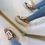 LEAVES PRINTY SNEAKER 8-212 BROWN