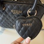 GUESS ATABEY BOX SATCHEL BAG QG989405 BLACK