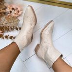 *SALE* SARA COWBOY BOOT DES668-*1* BEIGE/PU