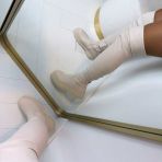 *SALE* OVERKNEE LEATHER LOOK LAARS 1987-H18 BEIGE