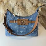 GUESS GREYSON II ZIP SHOULDER BAG DG920618 DENIM/CARAMEL