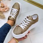 GUESS RHINESTONE LOGO SNEAKER FLTQENFAL12 BEIGE