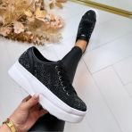 GUESS RHINESTONE LOGO SNEAKER FLTQENFAL12 BLACK