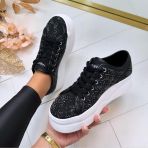 GUESS RHINESTONE LOGO SNEAKER FLTQENFAL12 BLACK