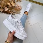 GUESS RHINESTONE LOGO SNEAKER FLTQENFAL12 WHITE