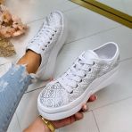 GUESS RHINESTONE LOGO SNEAKER FLTQENFAL12 WHITE