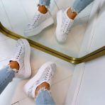 GUESS RHINESTONE LOGO SNEAKER FLTQENFAL12 WHITE