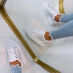 GUESS RHINESTONE LOGO SNEAKER FLTQENFAL12 WHITE