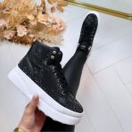 GUESS RHINESTONE LOGO SNEAKER HIGH FLTQUEFAL12 BLACK