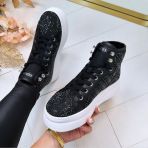 GUESS RHINESTONE LOGO SNEAKER HIGH FLTQUEFAL12 BLACK