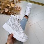 GUESS RHINESTONE LOGO SNEAKER HIGH FLTQUEFAL12 WHITE