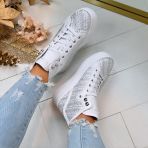 GUESS RHINESTONE LOGO SNEAKER HIGH FLTQUEFAL12 WHITE