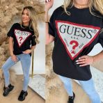 GUESS OVERSIZED SHINY TRIANGLE TEE W4YI34I3Z14 JBLK BLACK