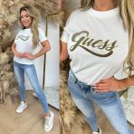 GUESS SS CN GLITTERY LOGO TEE W4YI09 JA914 G011 WHITE