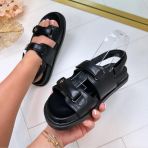 LEATHER LOOK CHANTY SANDAAL 6659 BLACK *WEB ONLY*