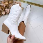 *SALE* LEATHER LOOK COWBOY LAARS DES682 WHITE/PU