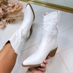 *SALE* LEATHER LOOK COWBOY LAARS DES682 WHITE/PU