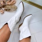 *SALE* LEATHER LOOK COWBOY LAARS DES682 WHITE/PU