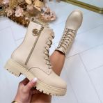 LOGO ZIPPER BOOT XJ-702 BEIGE *WEB ONLY*