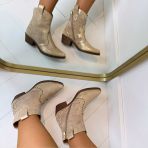 STUDDIE COWBOY BOOTIE DES8001 L.GOLD/KHAKI